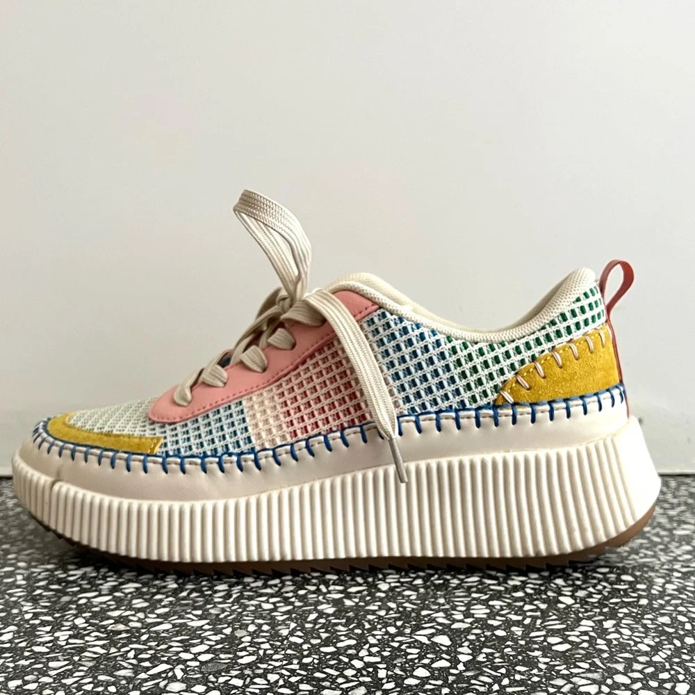 Nicole Miller Multicolor Woven Lace-Up Sneakers Sz 9 - Picture 2 of 5